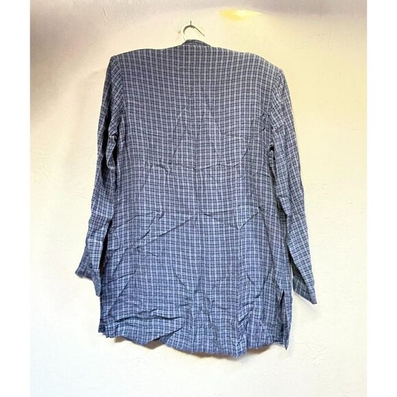 Fine Line Womens Small Plaid Half Button Long Sleeve Shirt Tunic Top Casual - Picture 2 of 8